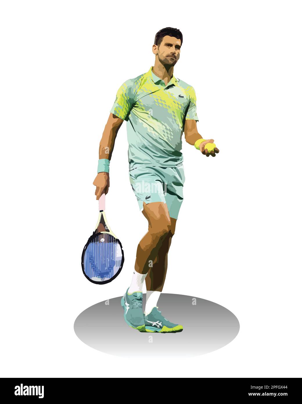 Novak Djokovic Serbian tennis player Vector Illustration image Stock Vector