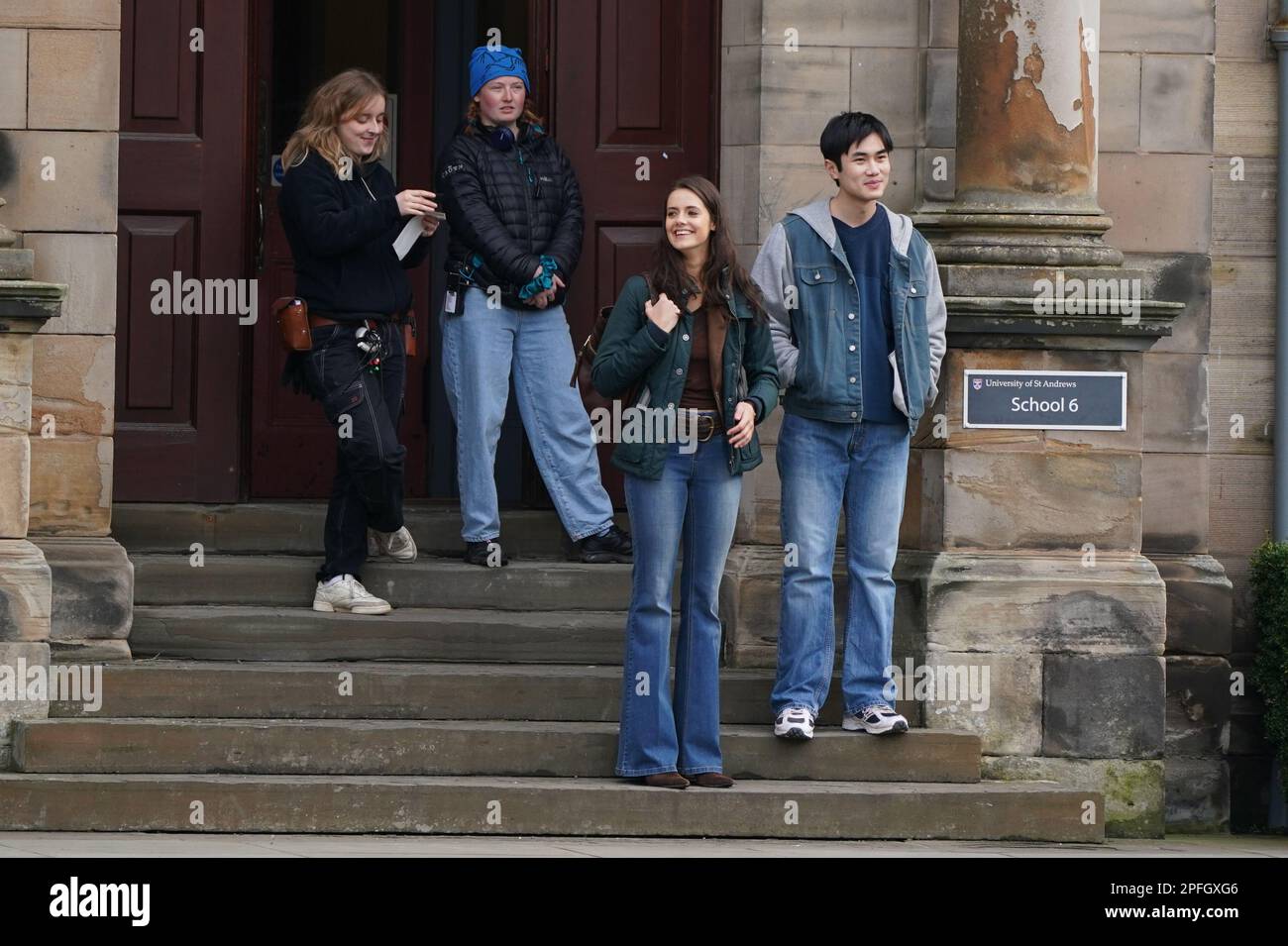 Actress Meg Bellamy, who plays Kate Middleton filming scenes for the