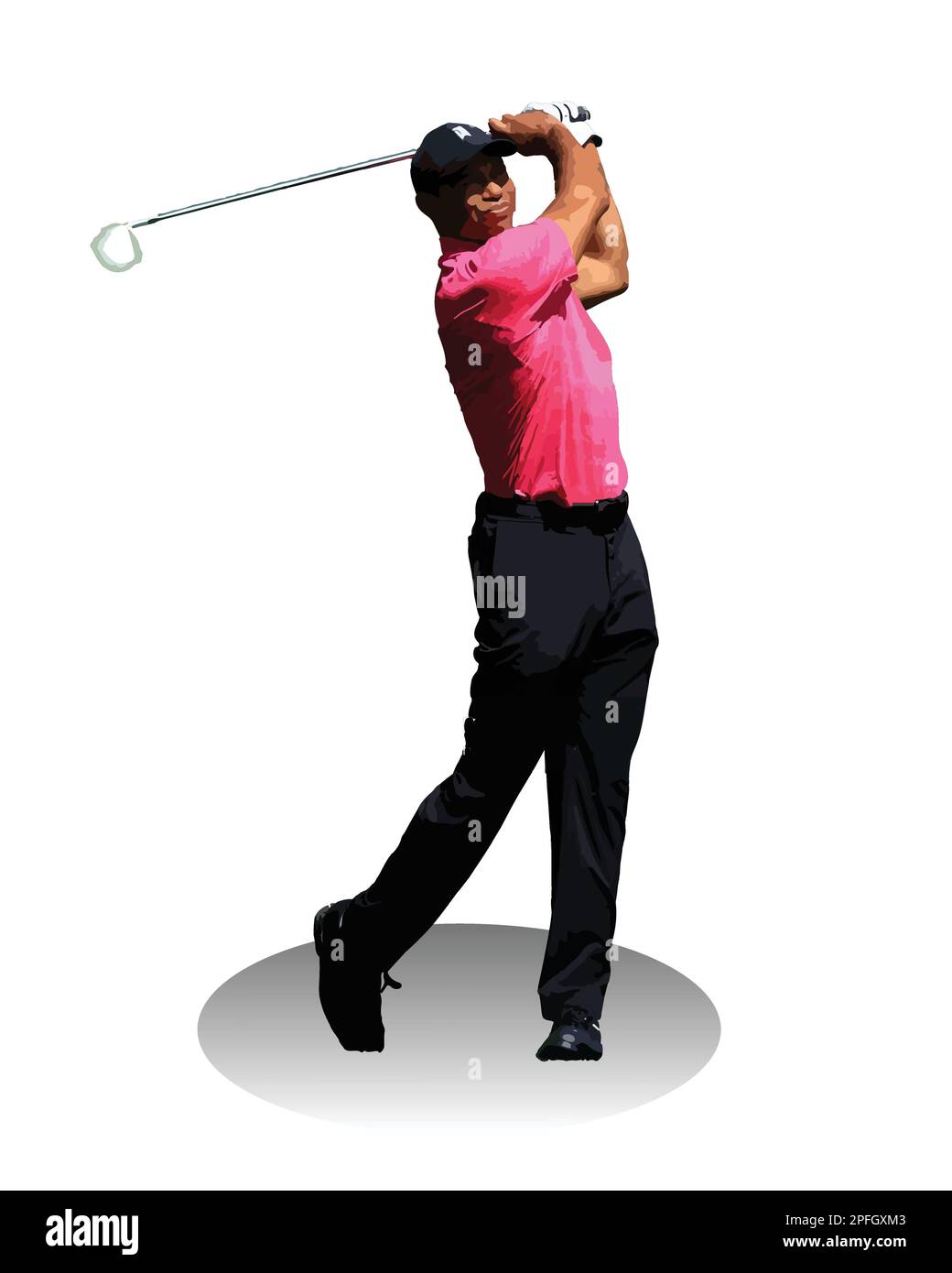 Tiger Woods American professional golf Player Vector Illustration image Stock Vector
