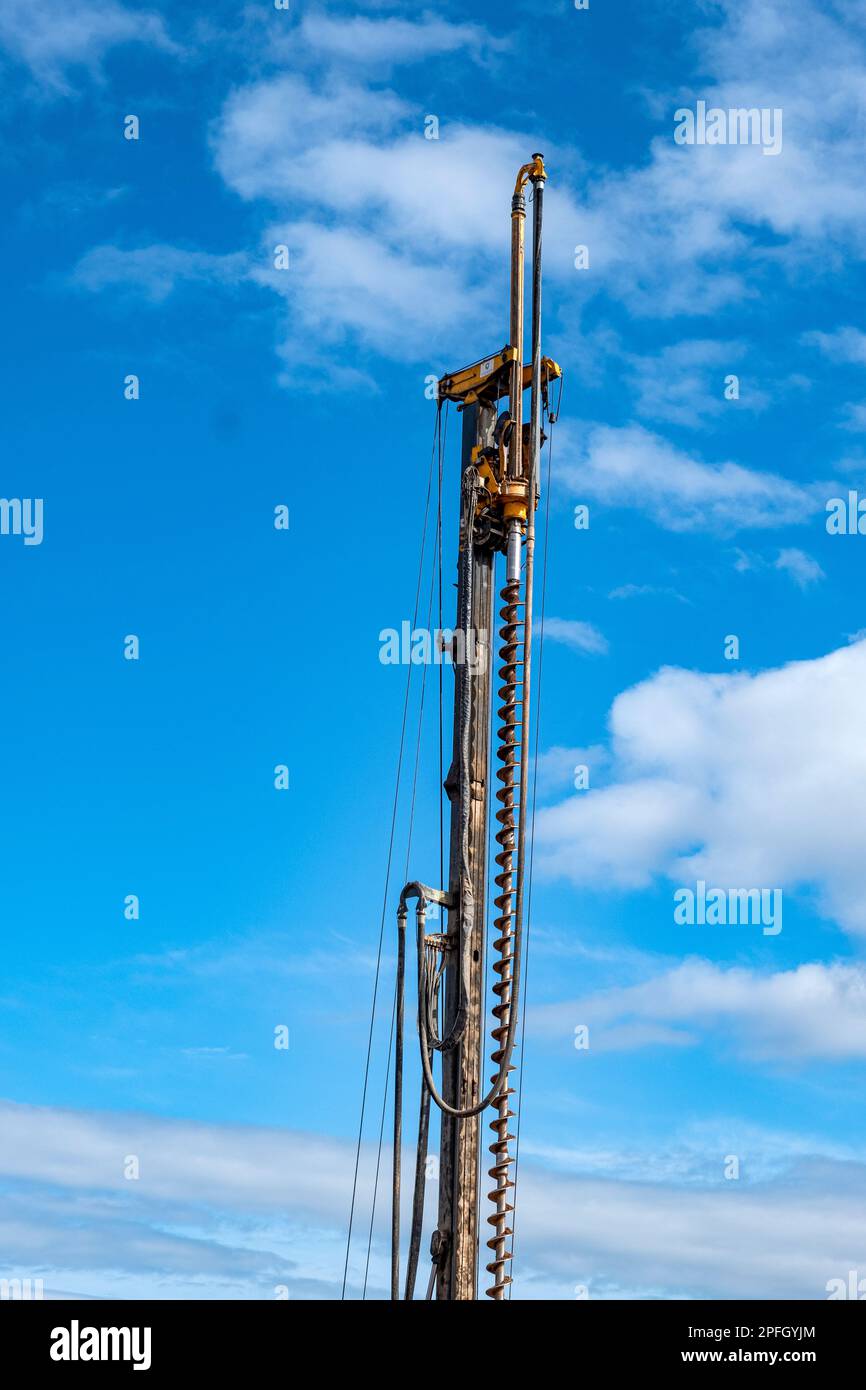 Piling rig on building site UK Stock Photo