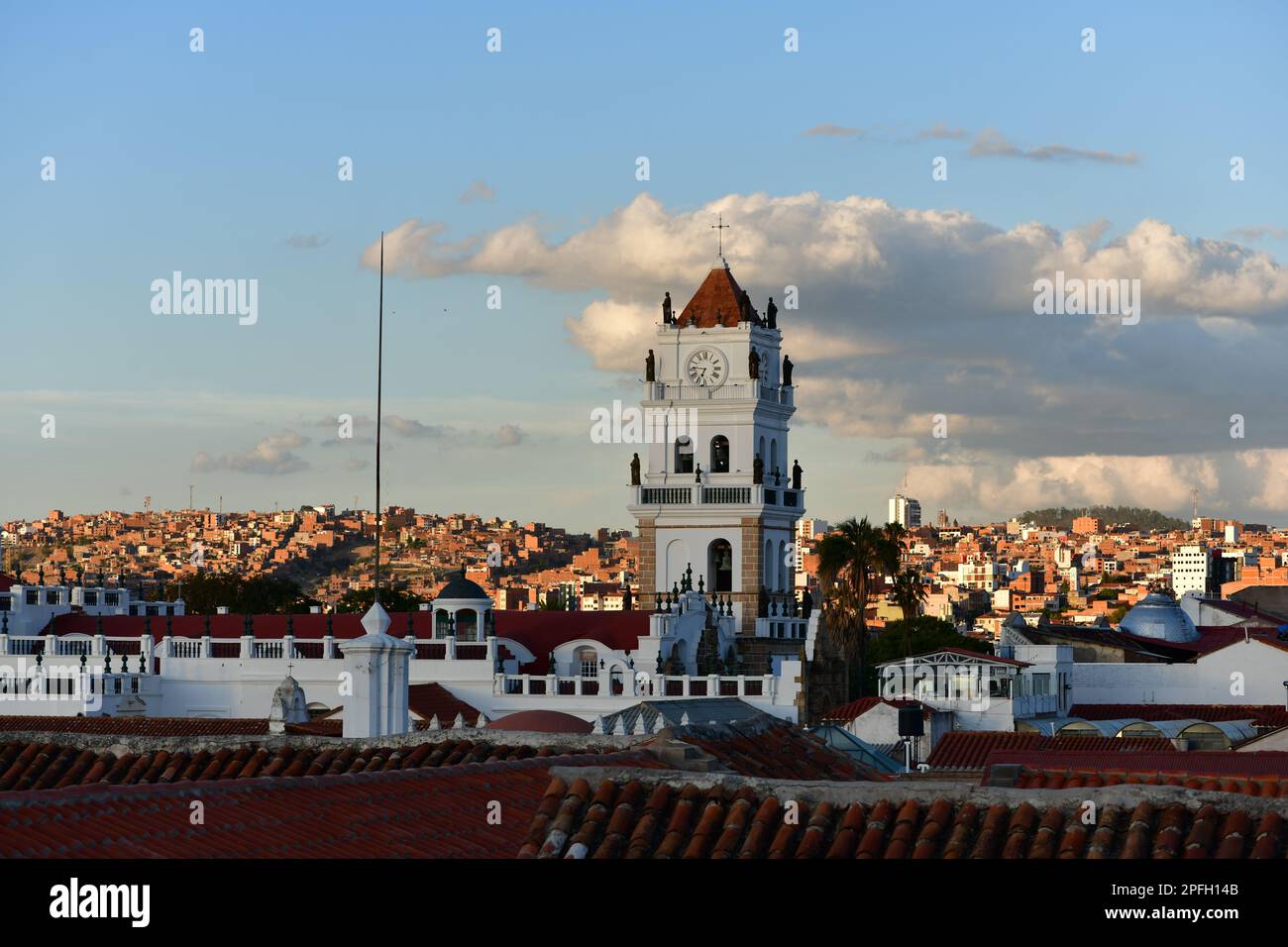 Historical Downtown of Sucre, UNESCO World Heritage Site, Bolivia Stock Photo