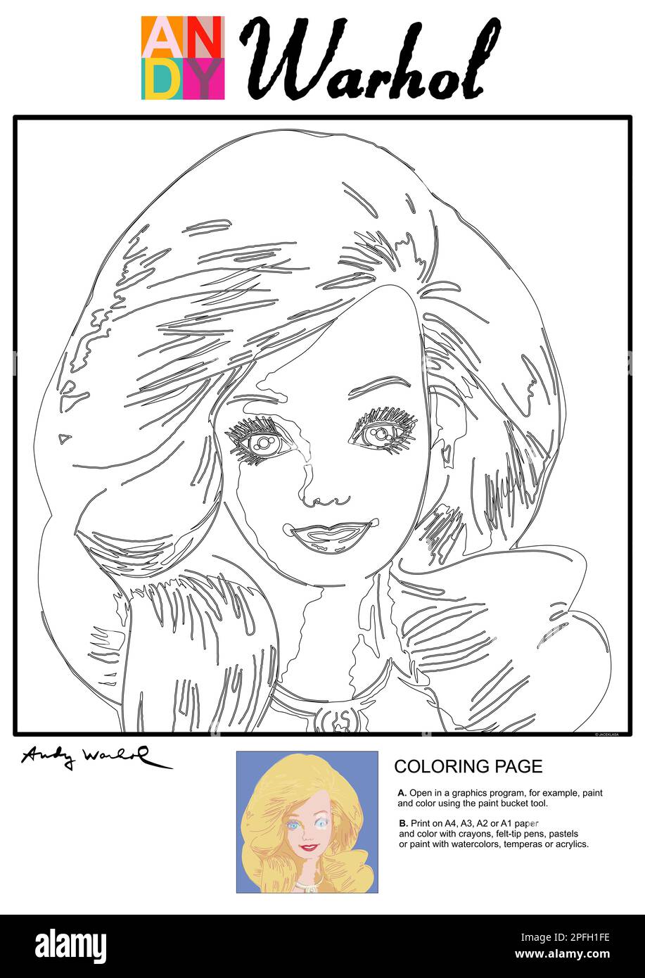 Andy Warhol Coloring page Stock Photo Alamy