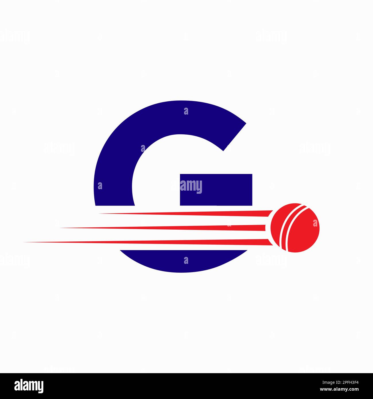 Initial Letter G Cricket Logo Concept With Ball Icon For Cricket Club Symbol Stock Vector