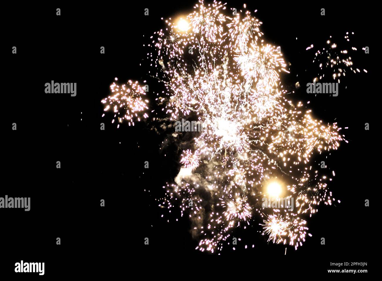 yellow fireworks lights Stock Photo