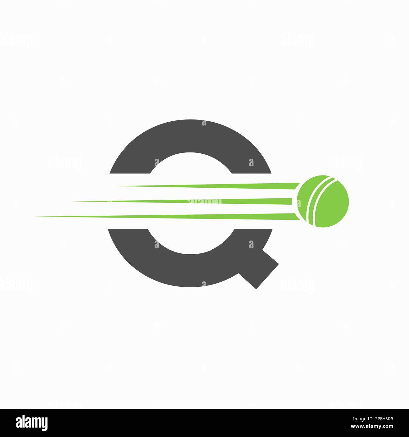 Initial Letter Q Cricket Logo Concept With Ball Icon For Cricket Club Symbol Stock Vector