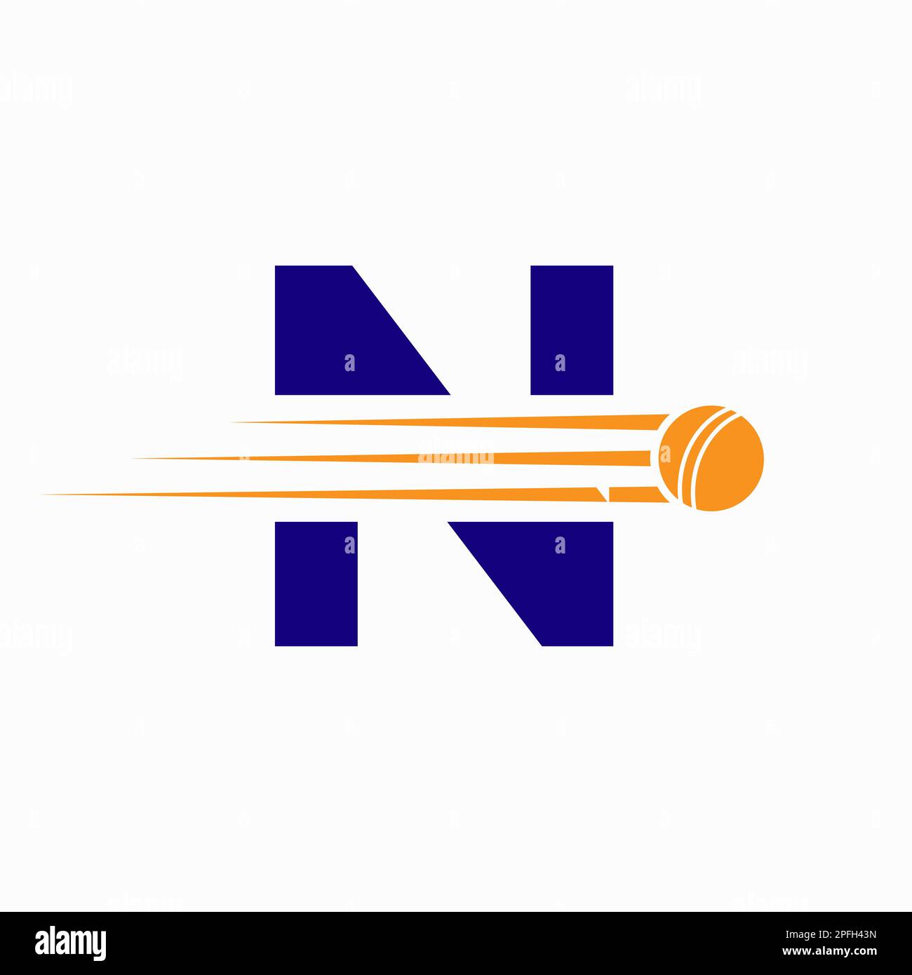 Initial Letter N Cricket Logo Concept With Ball Icon For Cricket Club Symbol Stock Vector