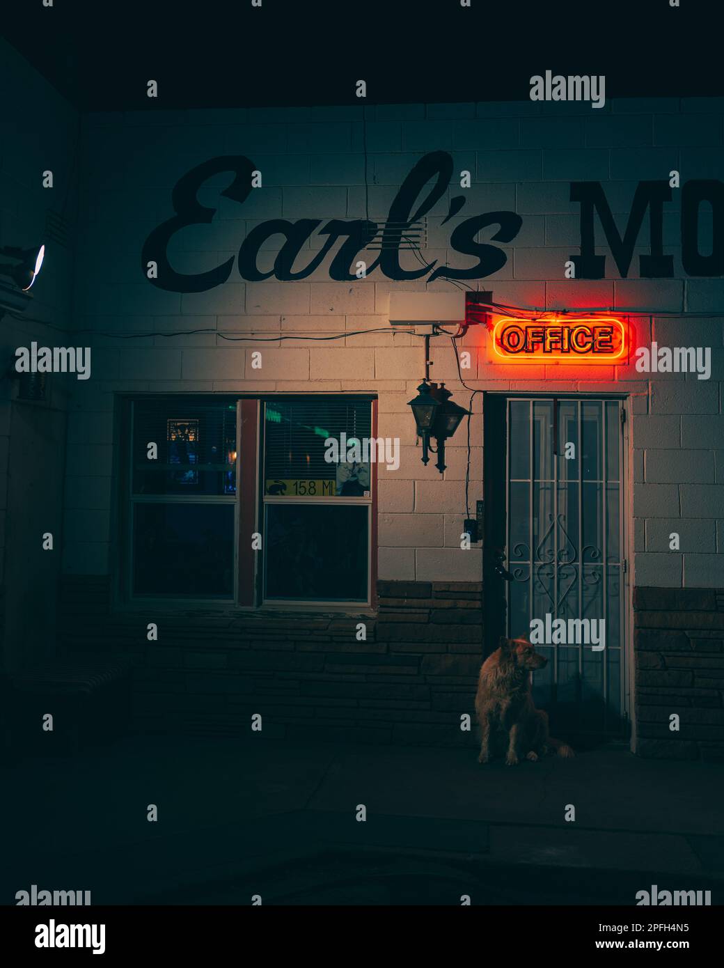 Earls Route 66 Motor Court motel at night Winslow Arizona Stock Photo Earls Route 66 Motor Court motel at night Winslow Arizona Stock Photo