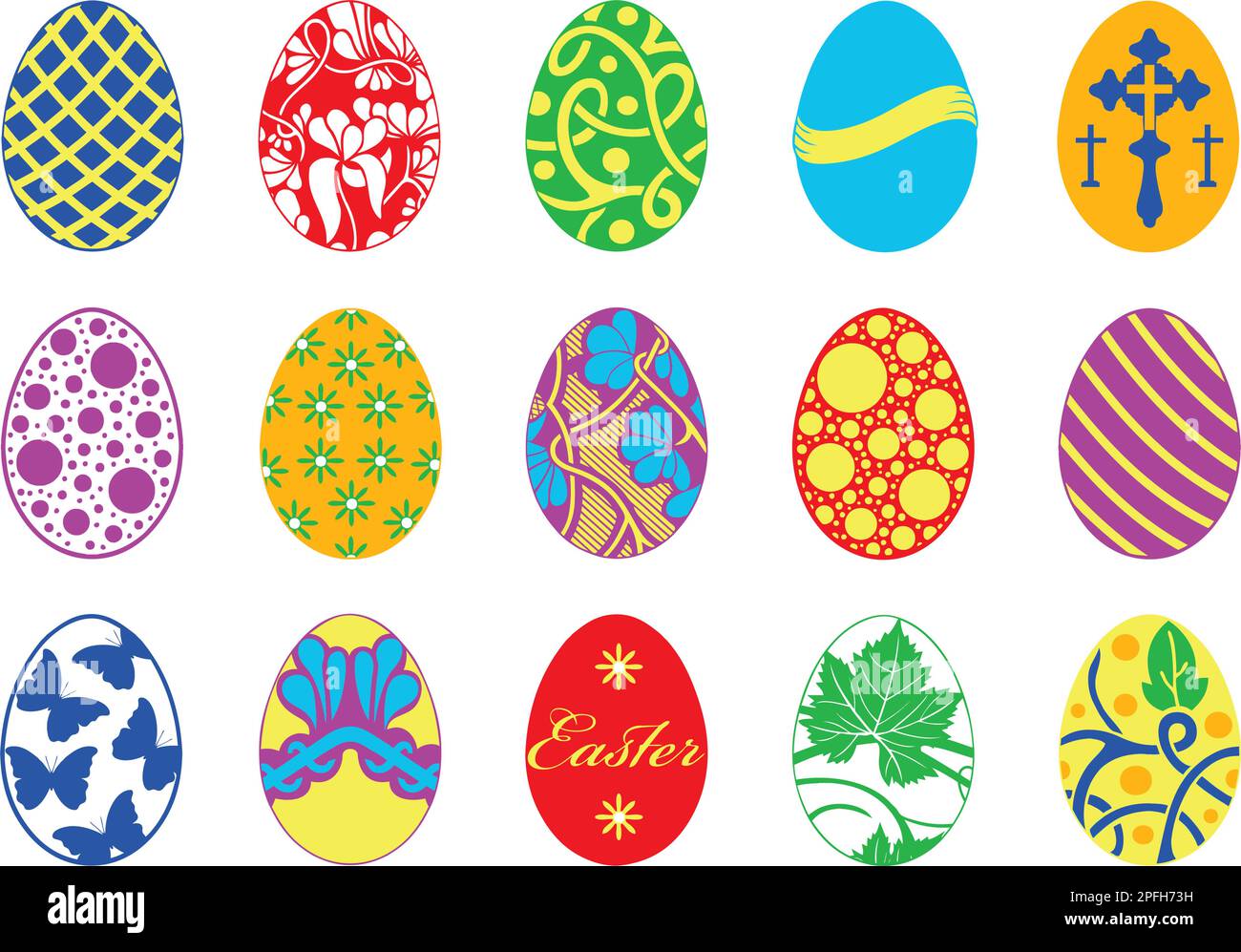 Collection of different easter eggs isolated on white Stock Vector ...