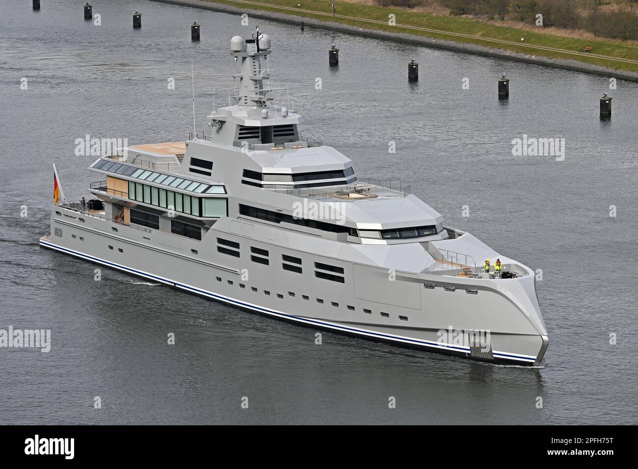 Superyacht NORN (Project 1601) heading for the baltic sea to perform its first seatrials Stock Photo