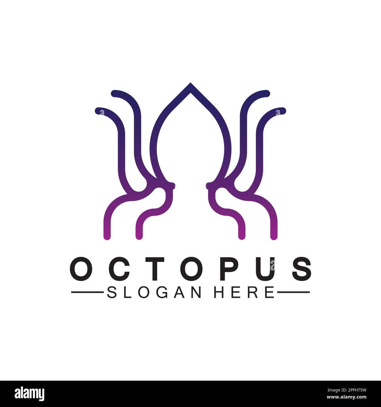 Octopus simple modern line art logo design-vector illustration Stock Vector