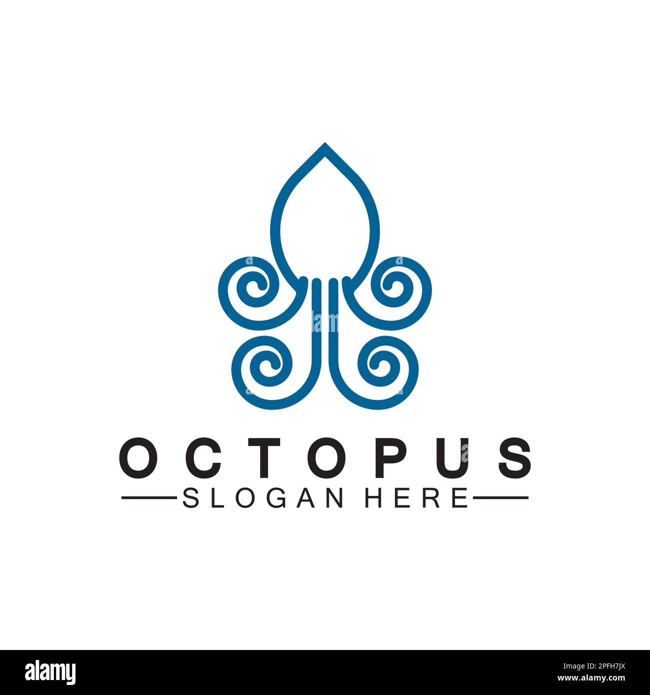 Octopus simple modern line art logo design-vector illustration Stock Vector