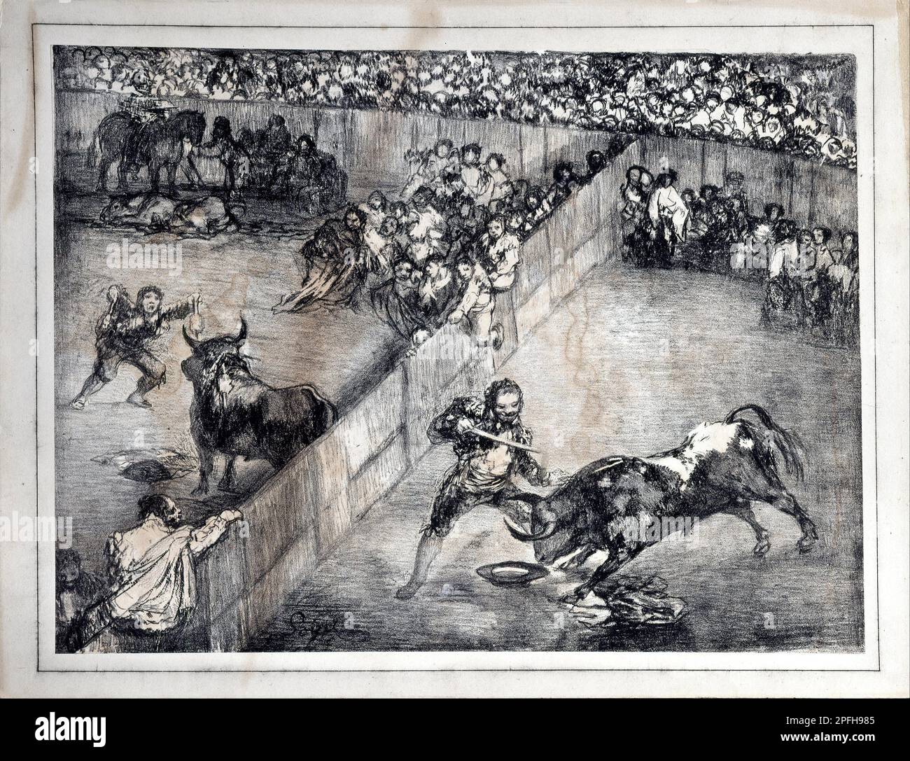 Bullfing in a Divided Ring 1825 by Francisco de Goya y Lucientes Stock Photo