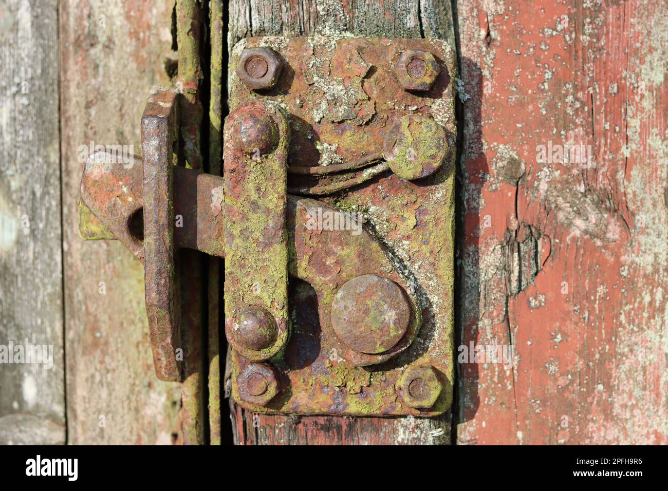 Rusty latch on an old barn door Stock Photo Alamy