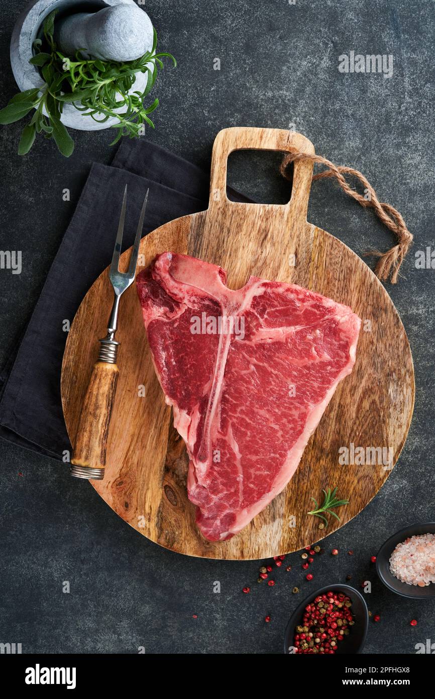 Thick Raw TBone Steak. Dryaged Raw Tbone or porterhouse beef meat