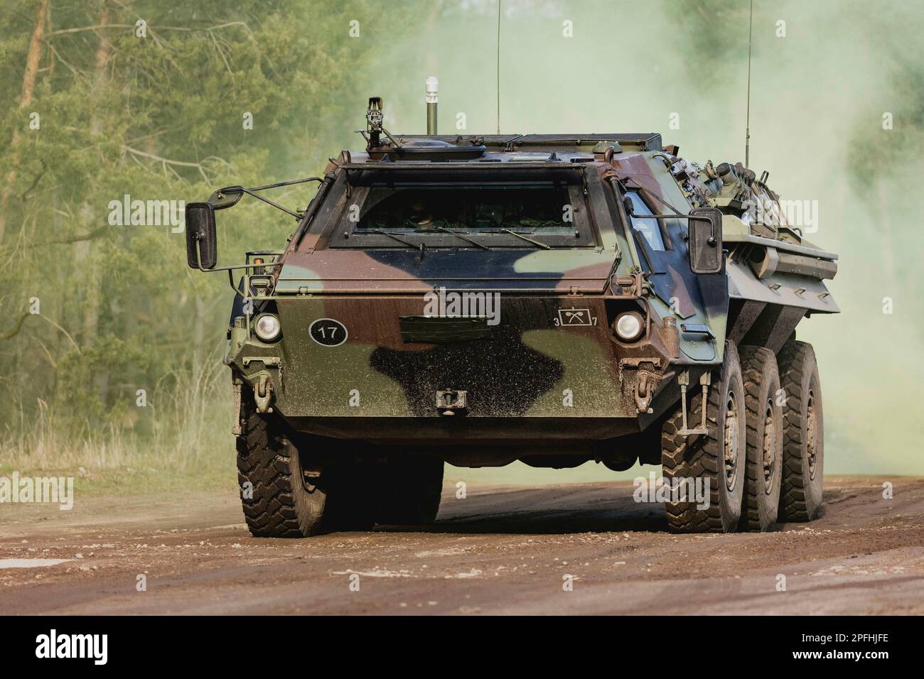 Grinding Angle, Deutschland. 16th Mar, 2023. Fuchs 1A8A7 ABC armored transport vehicle, photographed as part of a capability show at the Bundeswehr armed forces base in Mahlwinkel, March 16, 2023. Recording for editorial use only! Credit: dpa/Alamy Live News Stock Photo