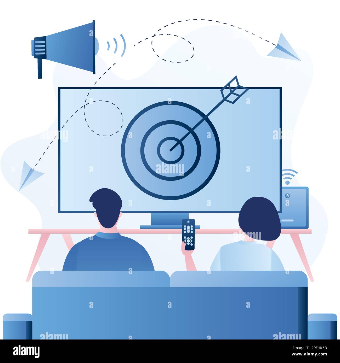 Love couple watch video with remote control and television multimedia