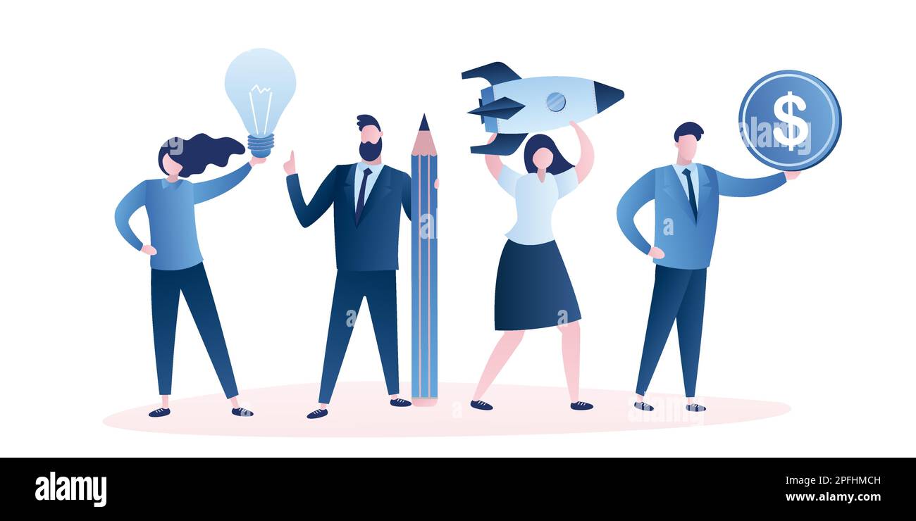 Teamwork isolated set in flat design people brainstorming hi-res stock ...