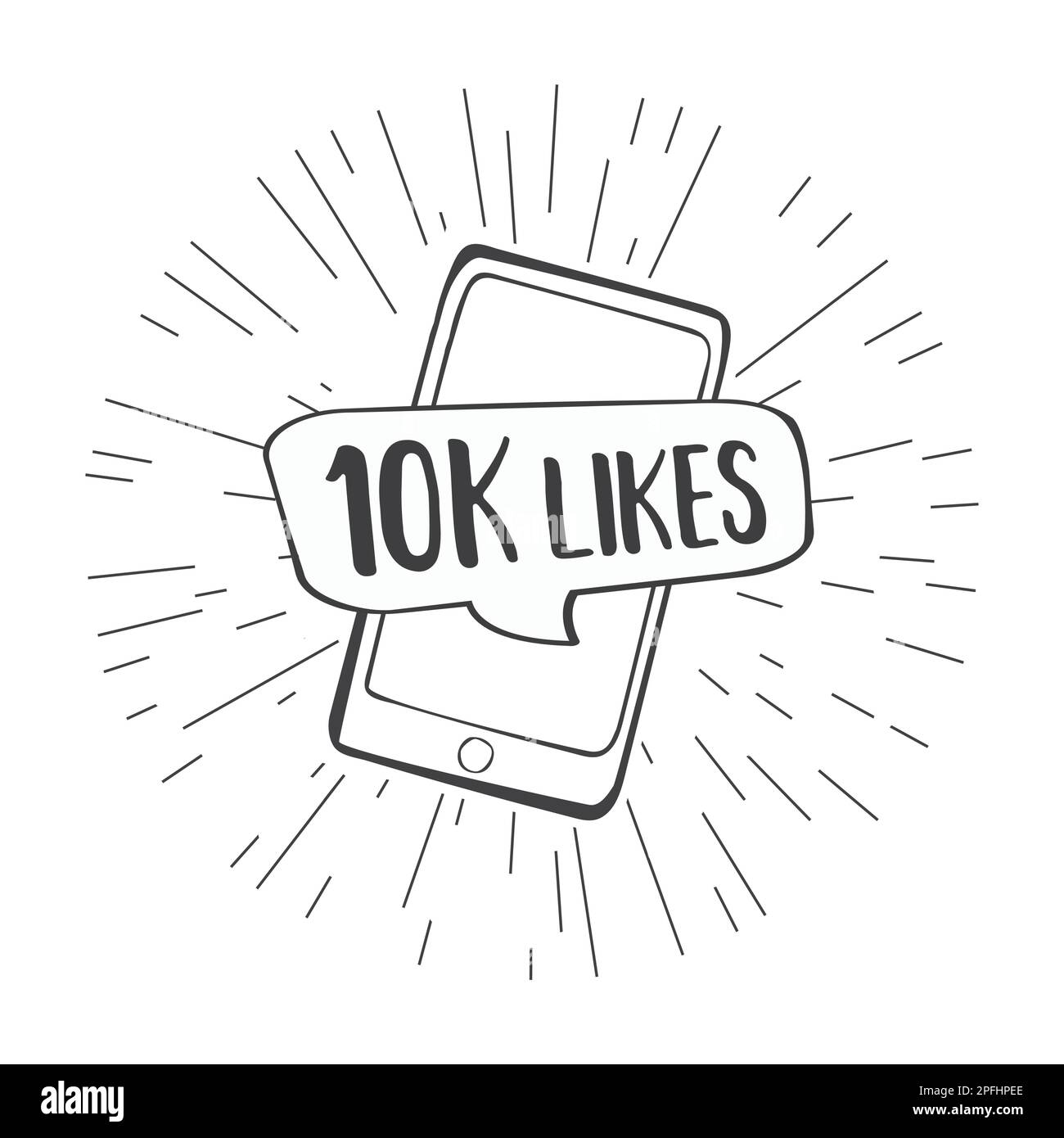 Ten thousand likes. Speech bubble on mobile phone screen,isolated on