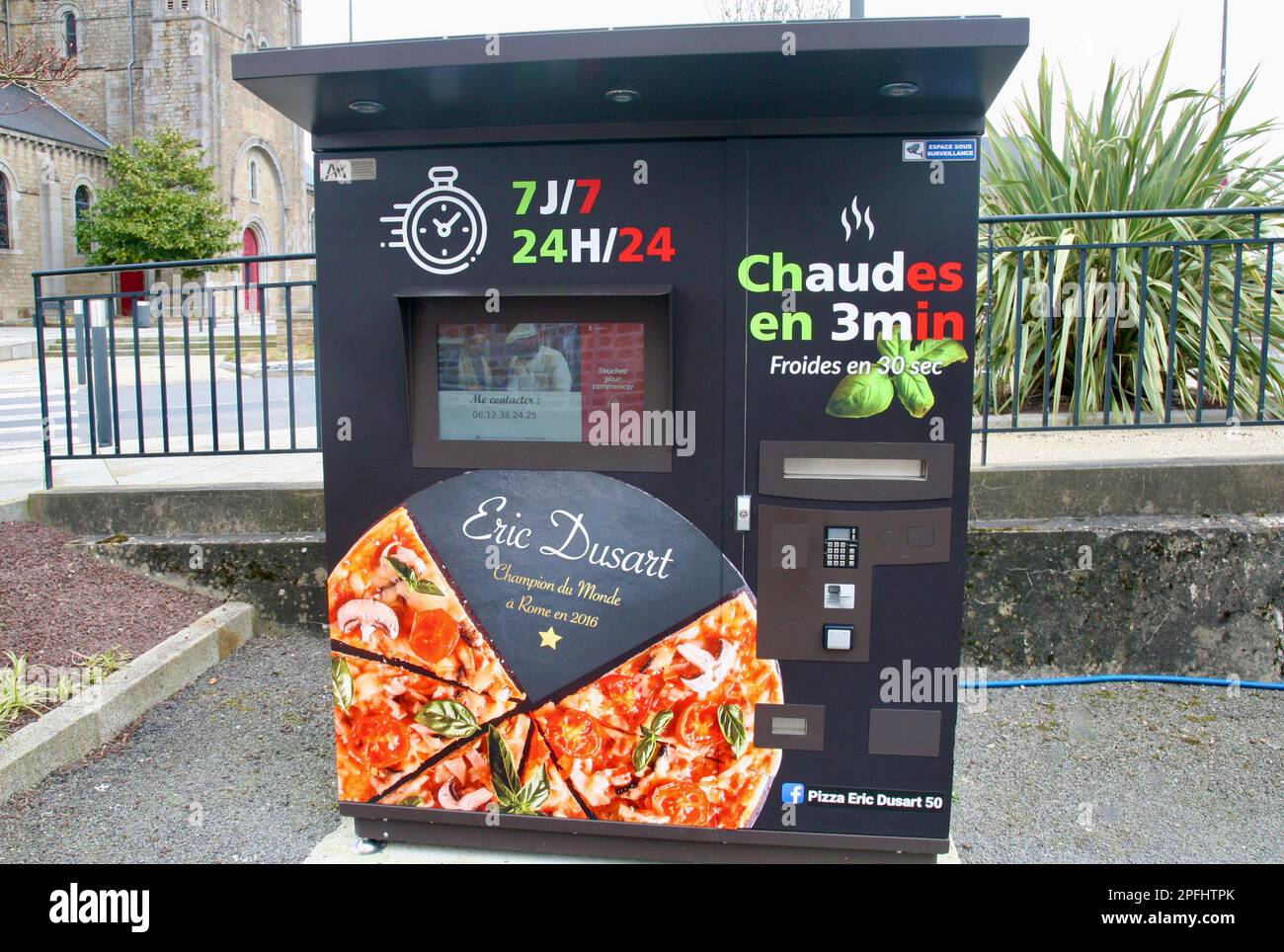 A pizza vending machine in Sourdeval, Normandy, France, Europe Stock