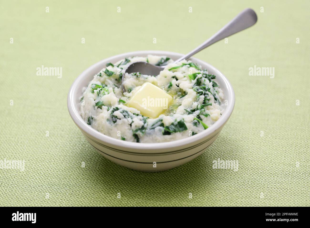colcannon, Irish mashed potato, green food recipe for st.patrick’s day Stock Photo