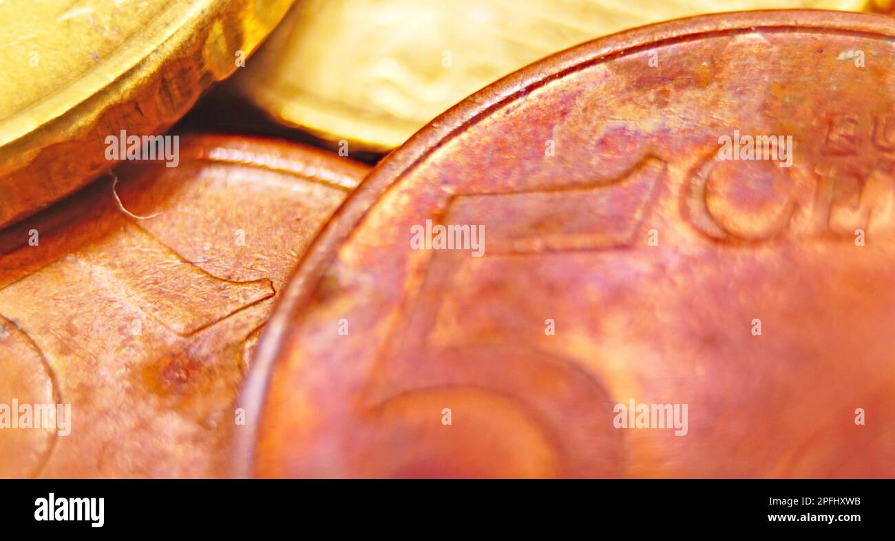 Money coins on white background Stock Photo