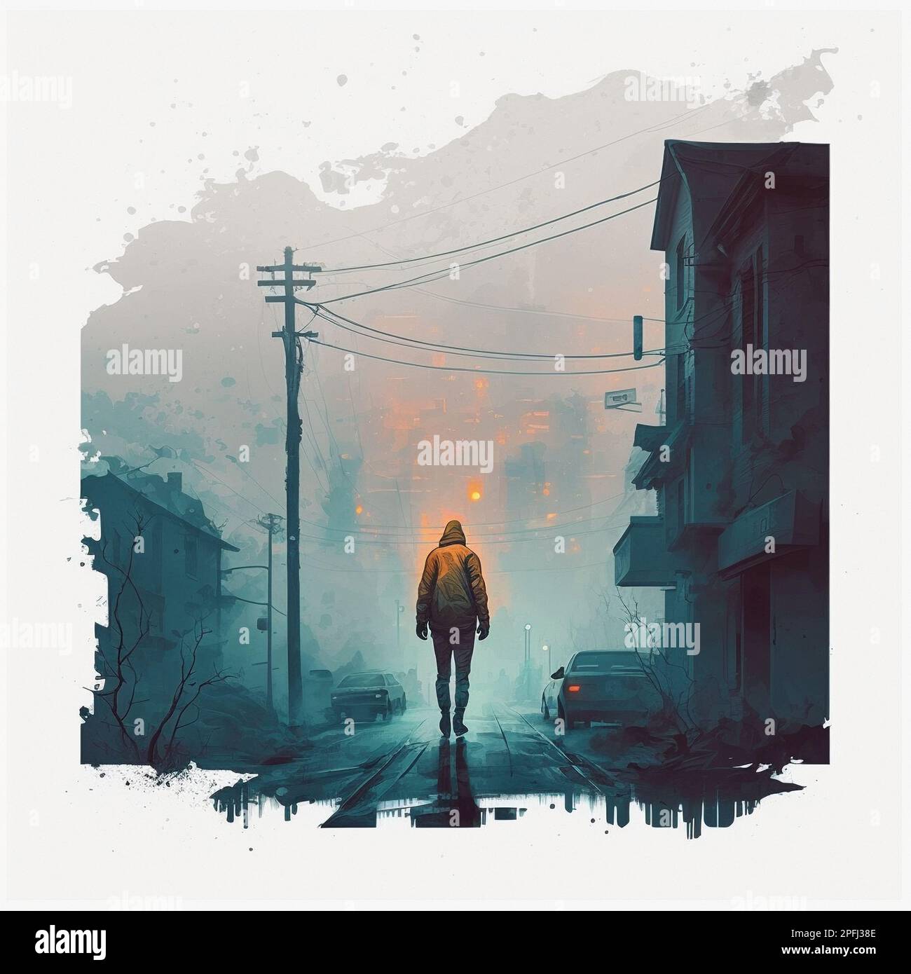 Sad man walking alone at the night hi-res stock photography and images ...