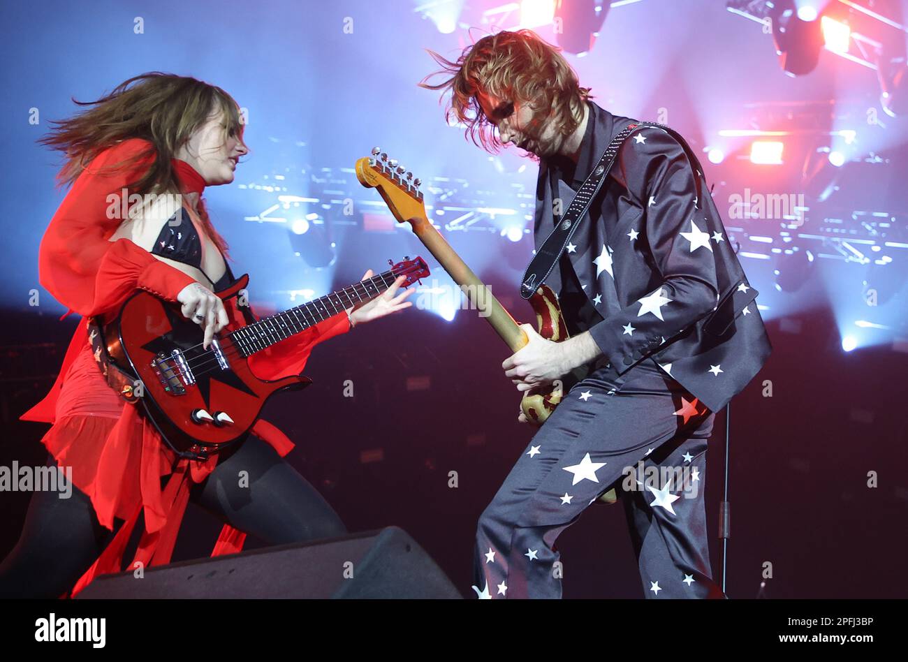 Italian rock band Maneskin in concert during the Loud Kids Tour