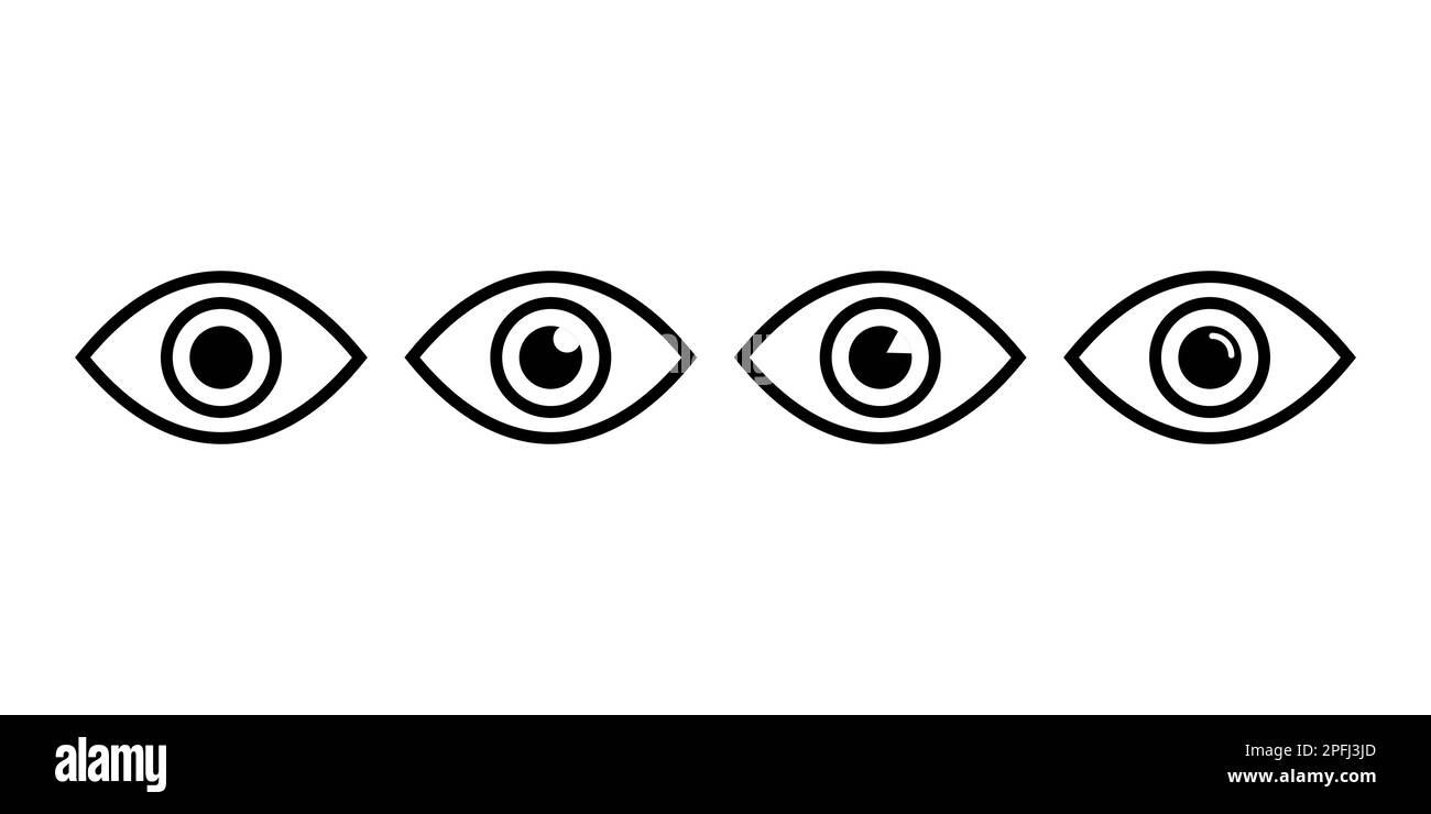 Eye line icon set. Open eyes set. differenf flat designe Stock Vector