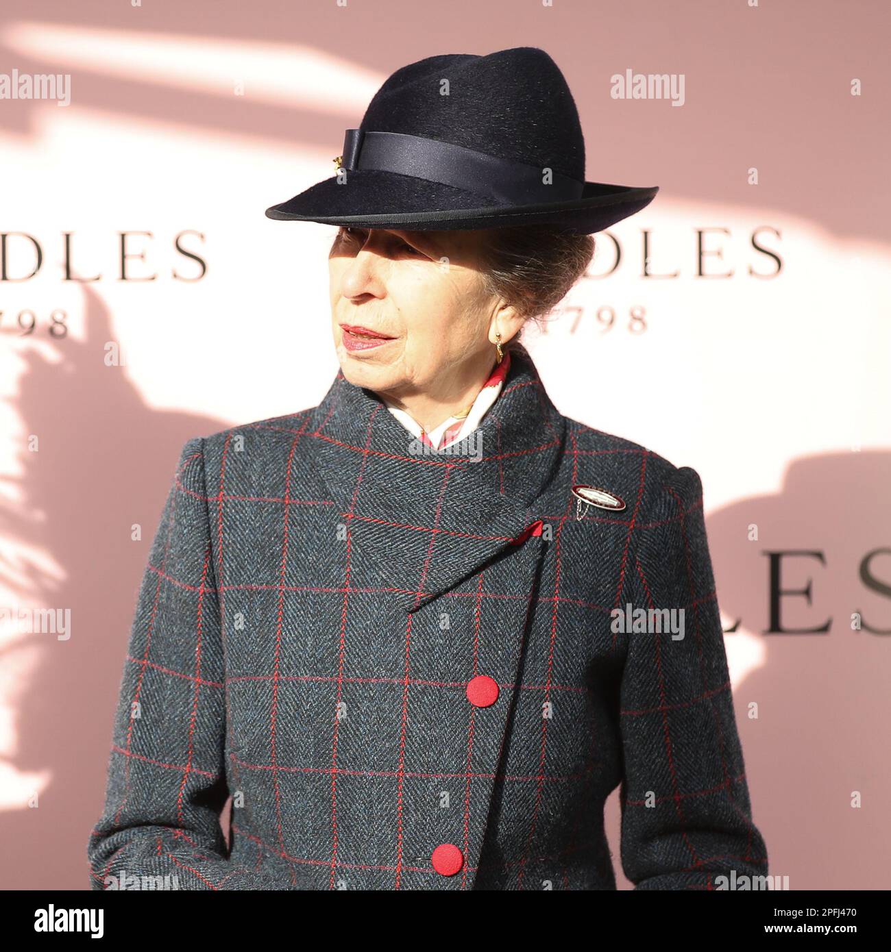 Princess Anne waits to hand out the prizes as Galopin Des Champs J: Paul Townend T: Willie Mullins wins the Cheltenham Gold Cup during Day 4 of the Cheltenham Festival at Prestbury Park, Cheltenham, UK on 14 March 2023. Photo by Ken Sparks. Editorial use only, license required for commercial use. No use in betting, games or a single club/league/player publications. Credit: UK Sports Pics Ltd/Alamy Live News Stock Photo