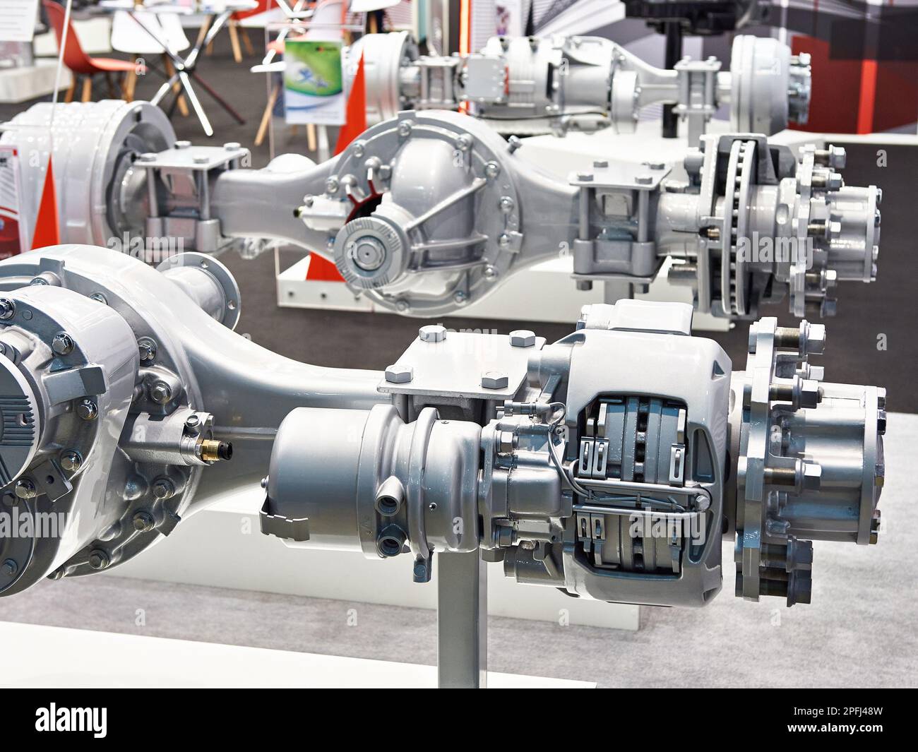 Single reduction driving axles on exhibition Stock Photo - Alamy