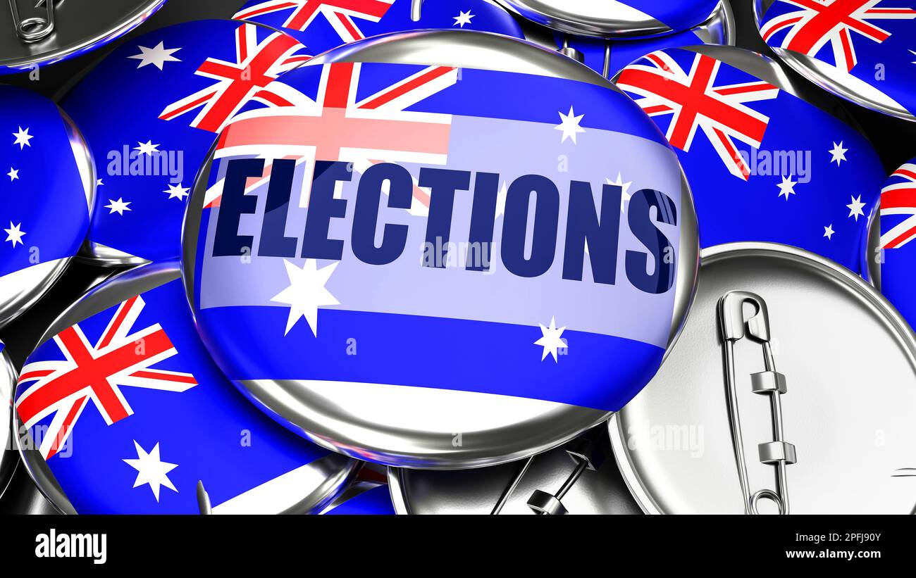 Heard Island and McDonald Islands and Elections - handmade electoral pinback buttons for advertising, campaigning and supporting Heard Island and McDo Stock Photo