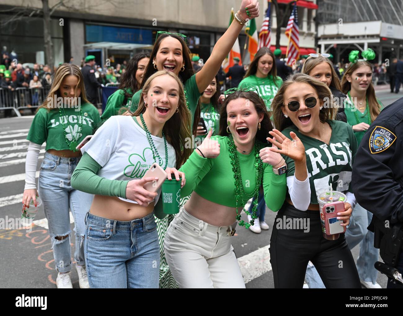 Revelers cheer during the 262nd Annual St. Patrick's Day Parade on