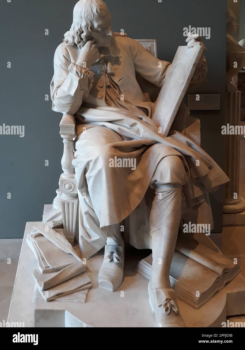Blaise Pascal monument by Augustine Pajou, Louvre museum, Paris, France Stock Photo