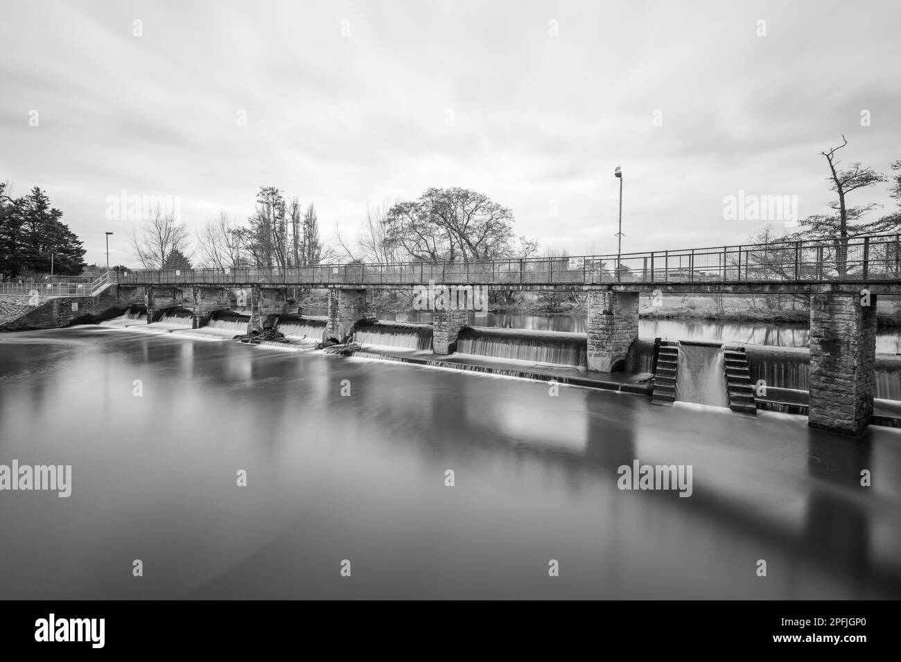 The river Tone flowing through French Weir in Taunton in Somerset Stock