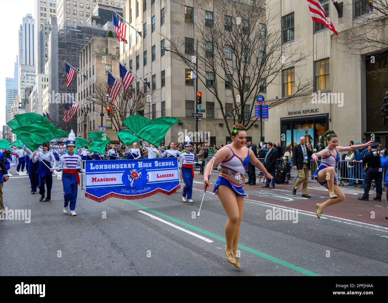 New York, USA. 17th Mar, 2023. Members of the Londonderry High School
