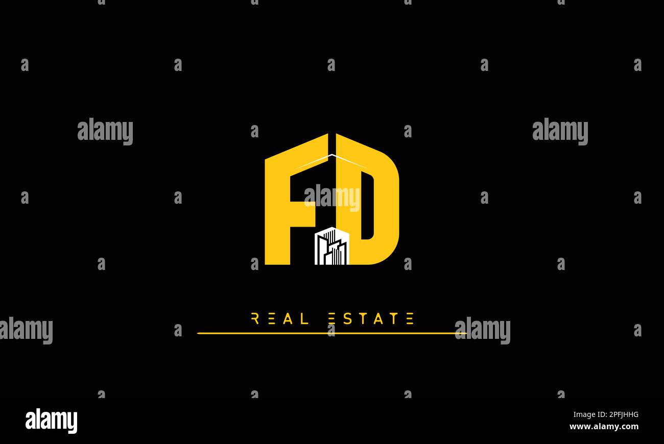 Real Estate letters Initials Monogram logo FD , DF Stock Vector
