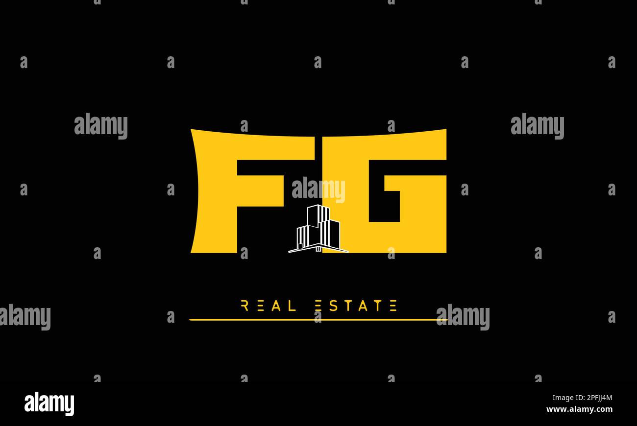 Real Estate letters Initials Monogram logo FG , GF Stock Vector