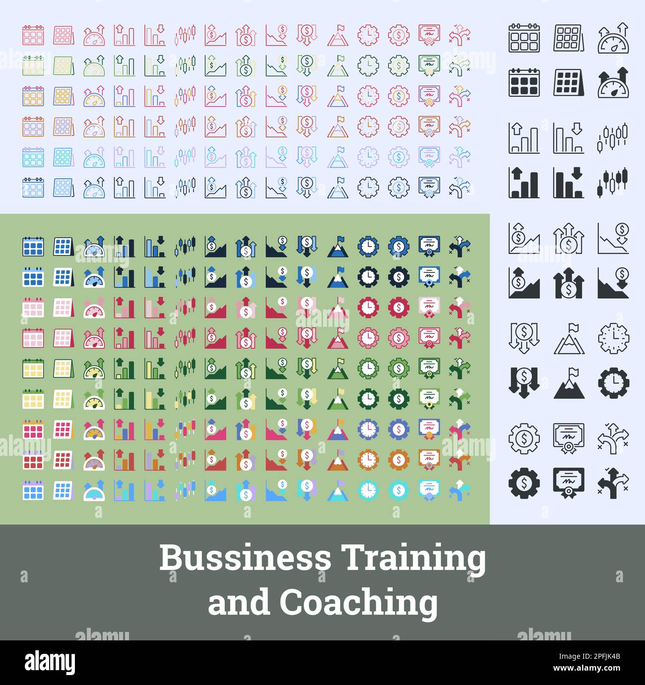 Expert Guidance: Business Training Icon Set Stock Vector