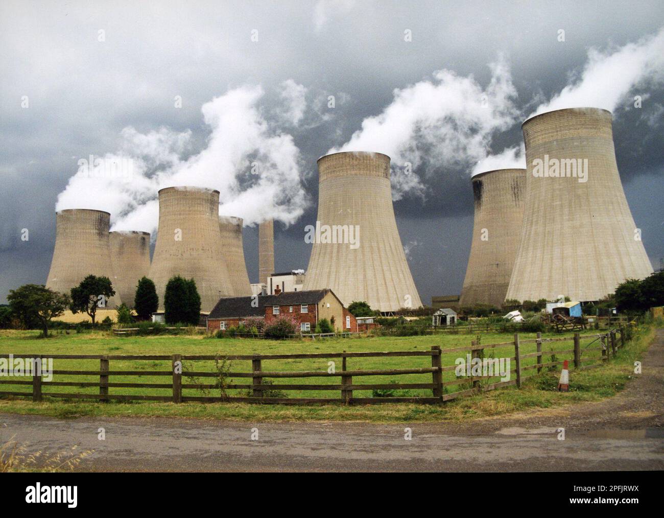 Cooling towers in a storm - Ratcliffe-on-Soar, Nottinghamshire, England Stock Photo