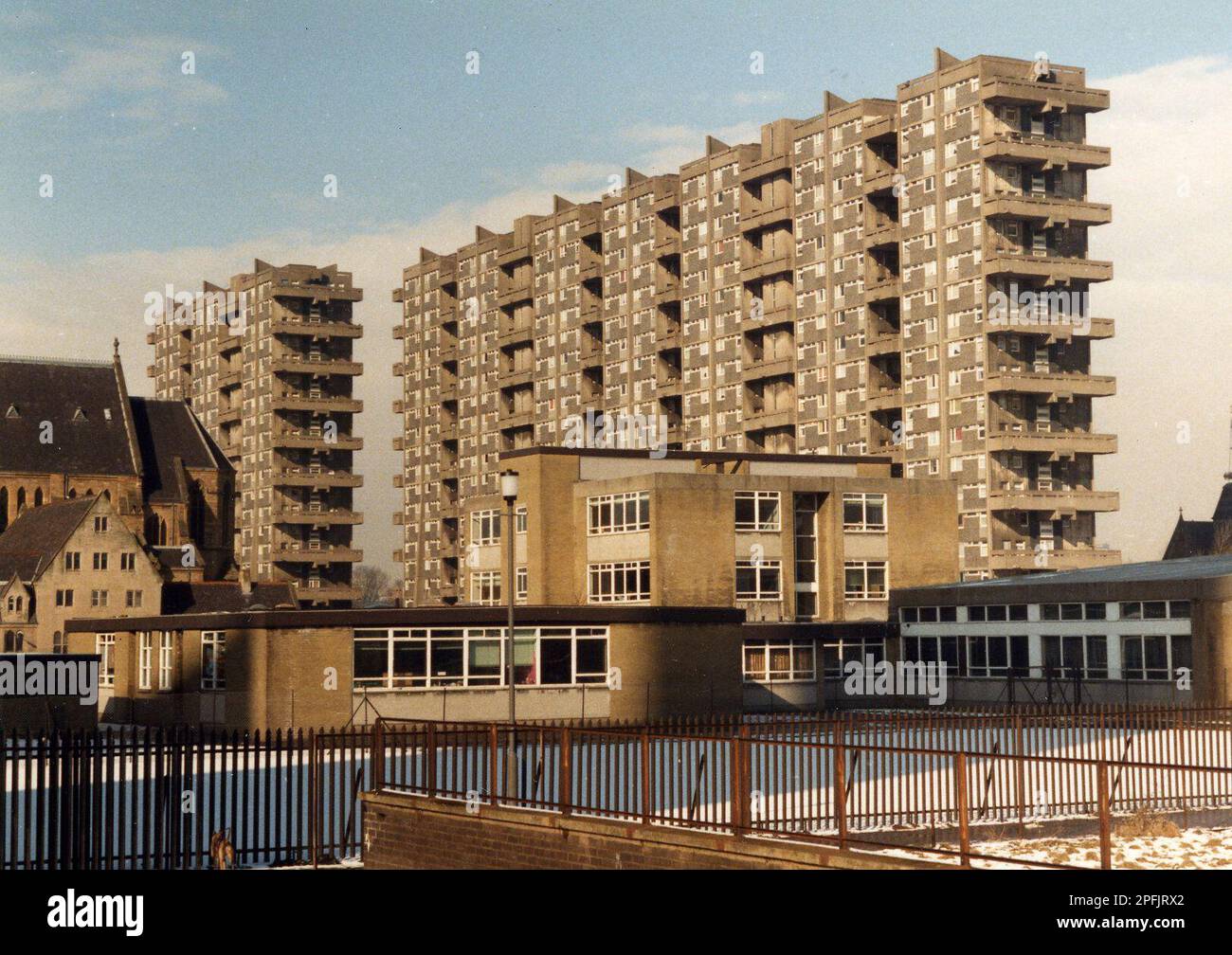 Queen Elizabeth Square flats, in The Gorbals, Glasgow - originally built in 1965 and now demolished. Stock Photo