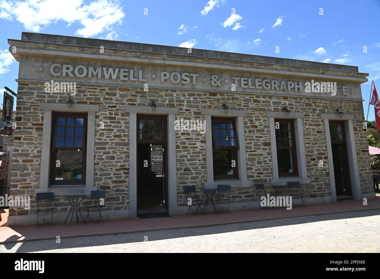 The Old Post and Telegraph Office restored in the Cromwell Historic Precinct.The original was built in 1869. Others have followed, this being the last Stock Photo
