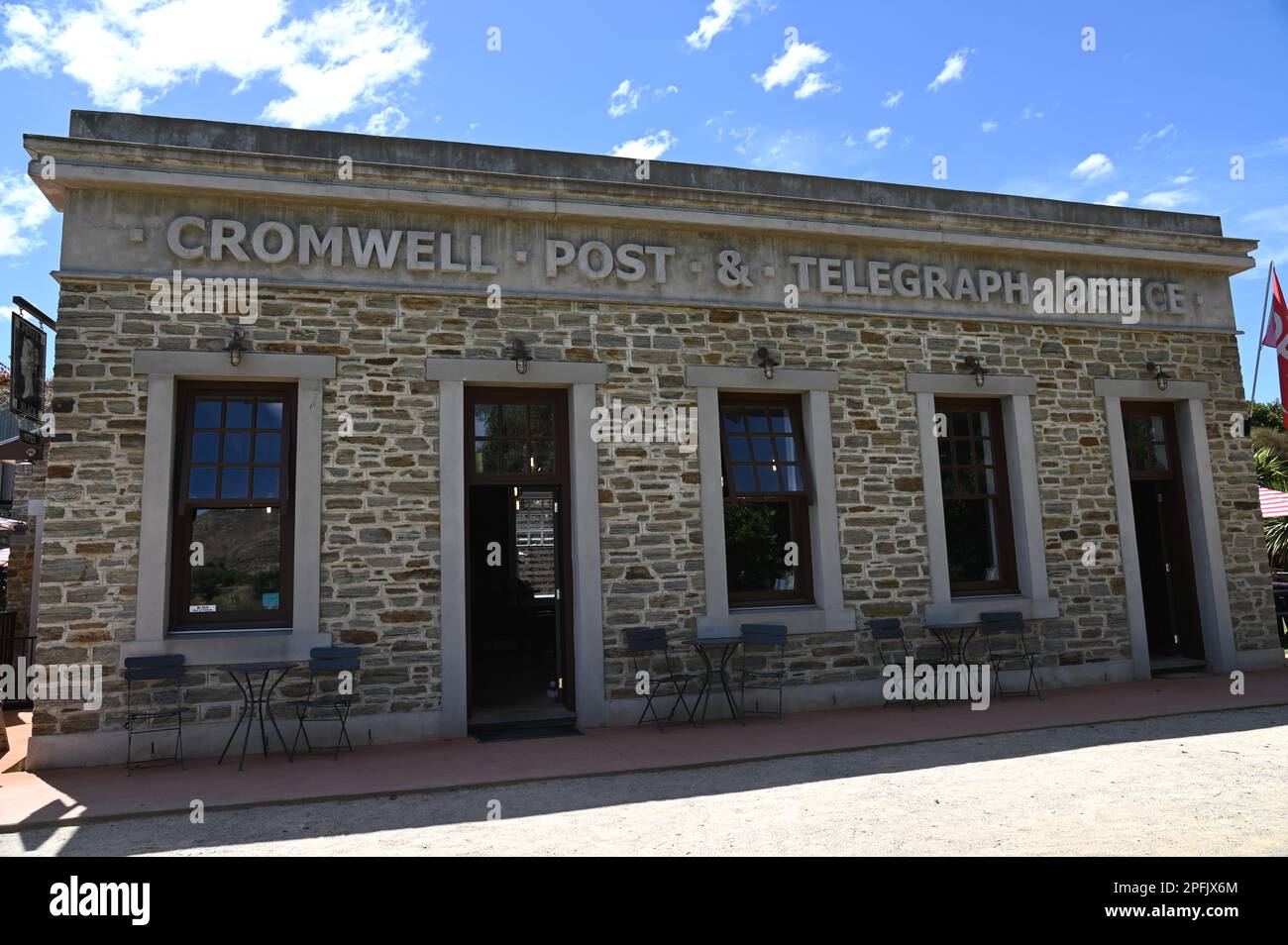 The Old Post and Telegraph Office restored in the Cromwell Historic Precinct.The original was built in 1869. Others have followed, this being the last Stock Photo