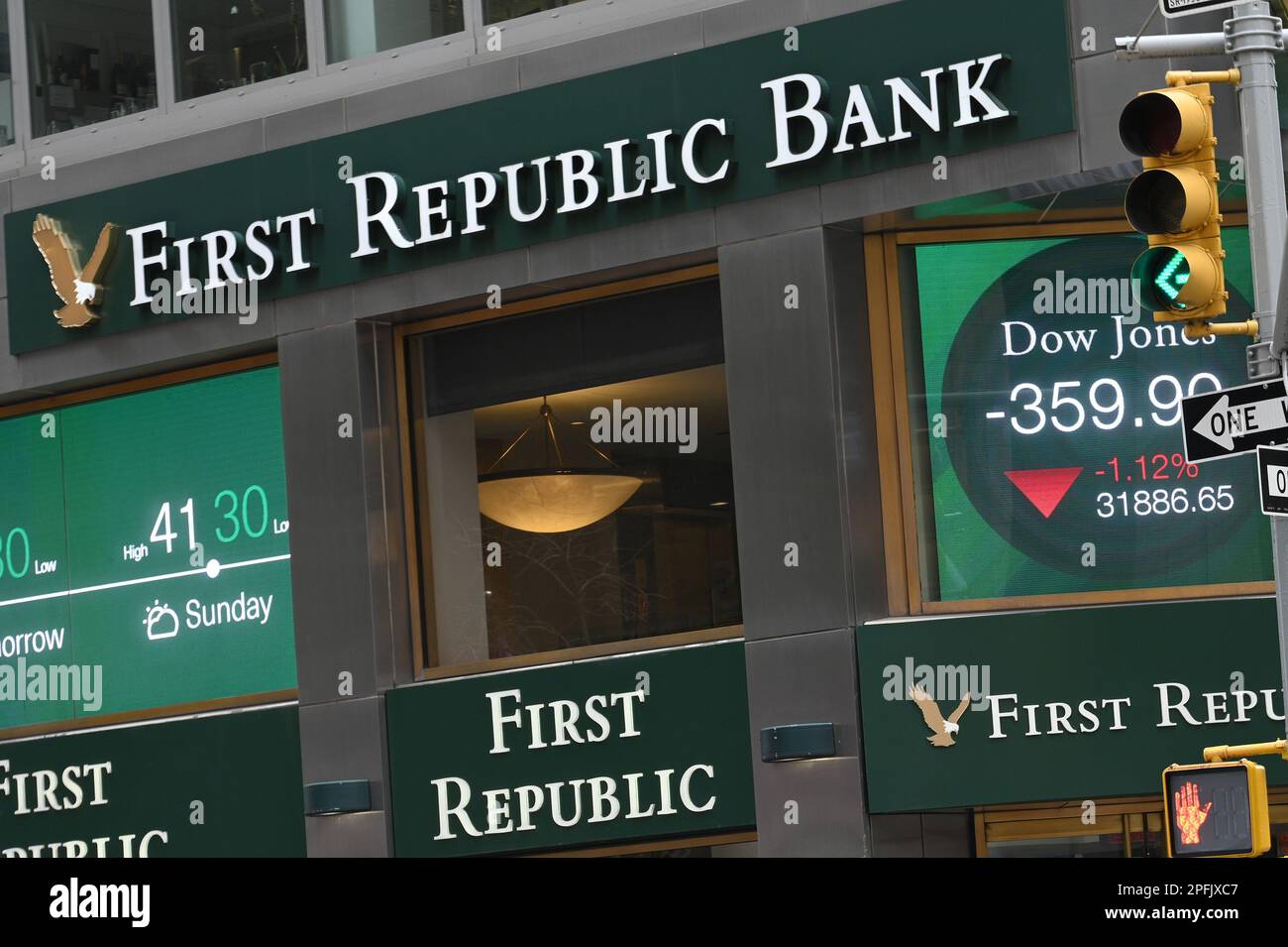 New York, USA. 17th Mar, 2023. View of First Republic Bank branch in