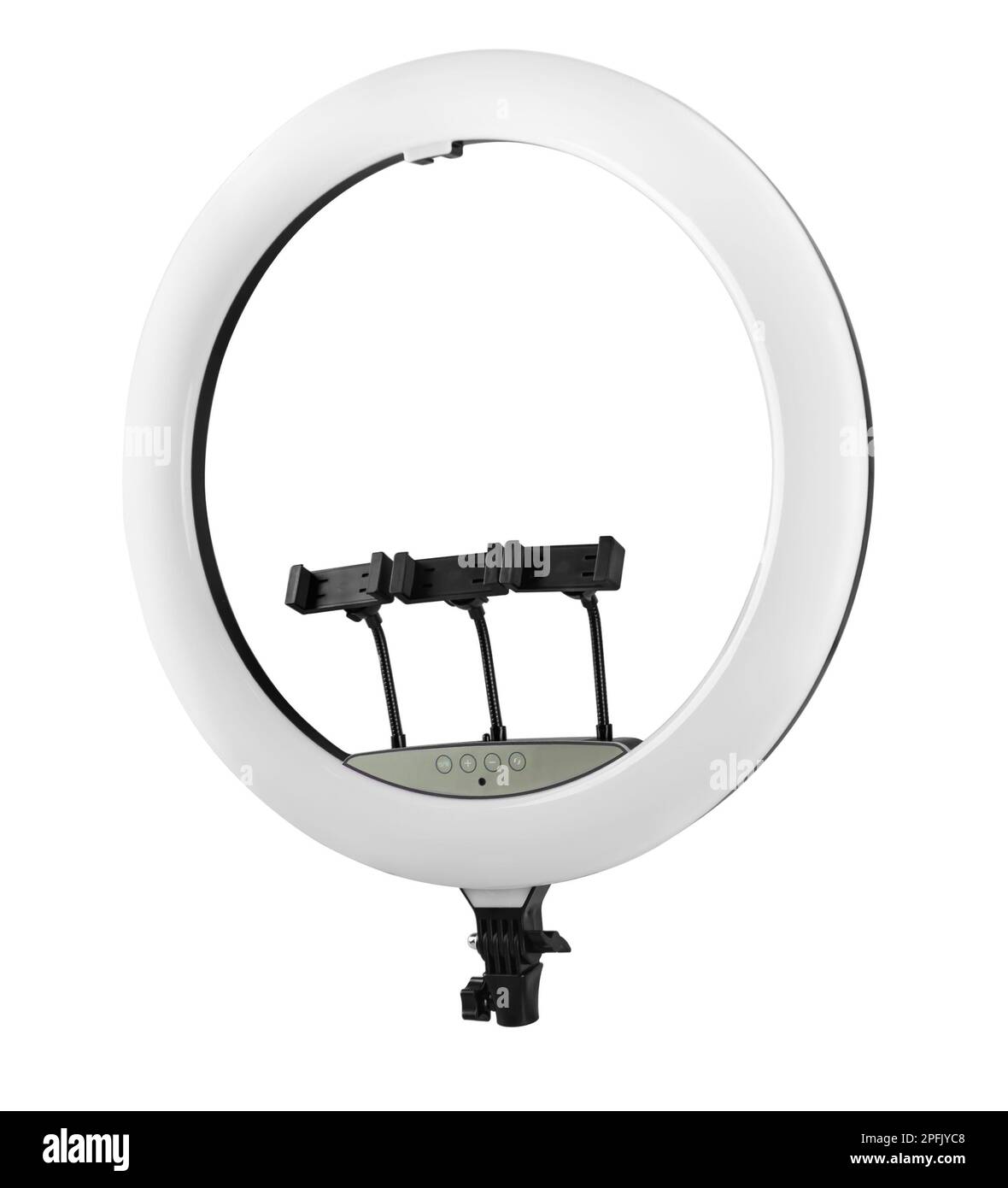 ring selfie lamp with phone holder white background in insulation Stock ...