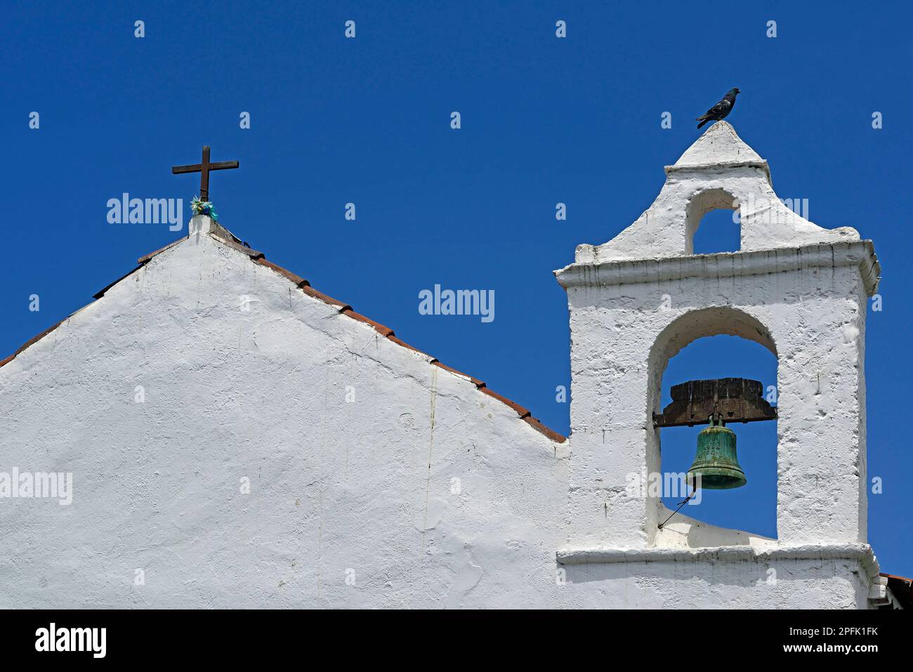 Pediment with bell, Ermita San Telmo Church, Puerto de la Cruz, Tenerife, Canary Islands, Spain Stock Photo