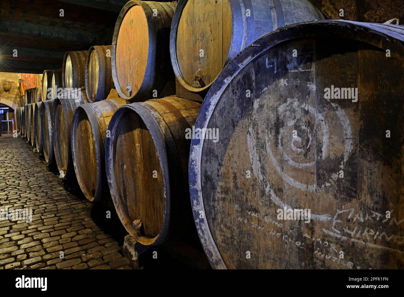 100 year old wine barrels in the cellar of a winery, Tenerife, Canary