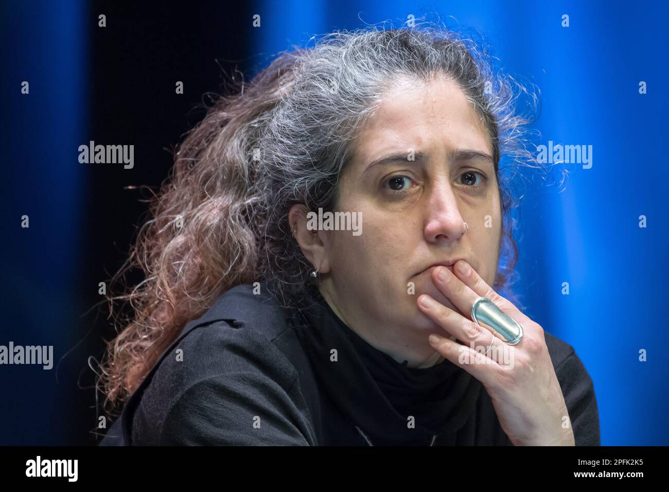 Gdansk, Poland. 17 March 2023. Virginia Fiume, Eumans Co-president, during his speech on EU can do it Citizens Summit Democracy, Ecology and Liberty beyond borders for a Pan-European government program by European Alternatives and Eumans  © Wojciech Strozyk / Alamy Live News Stock Photo