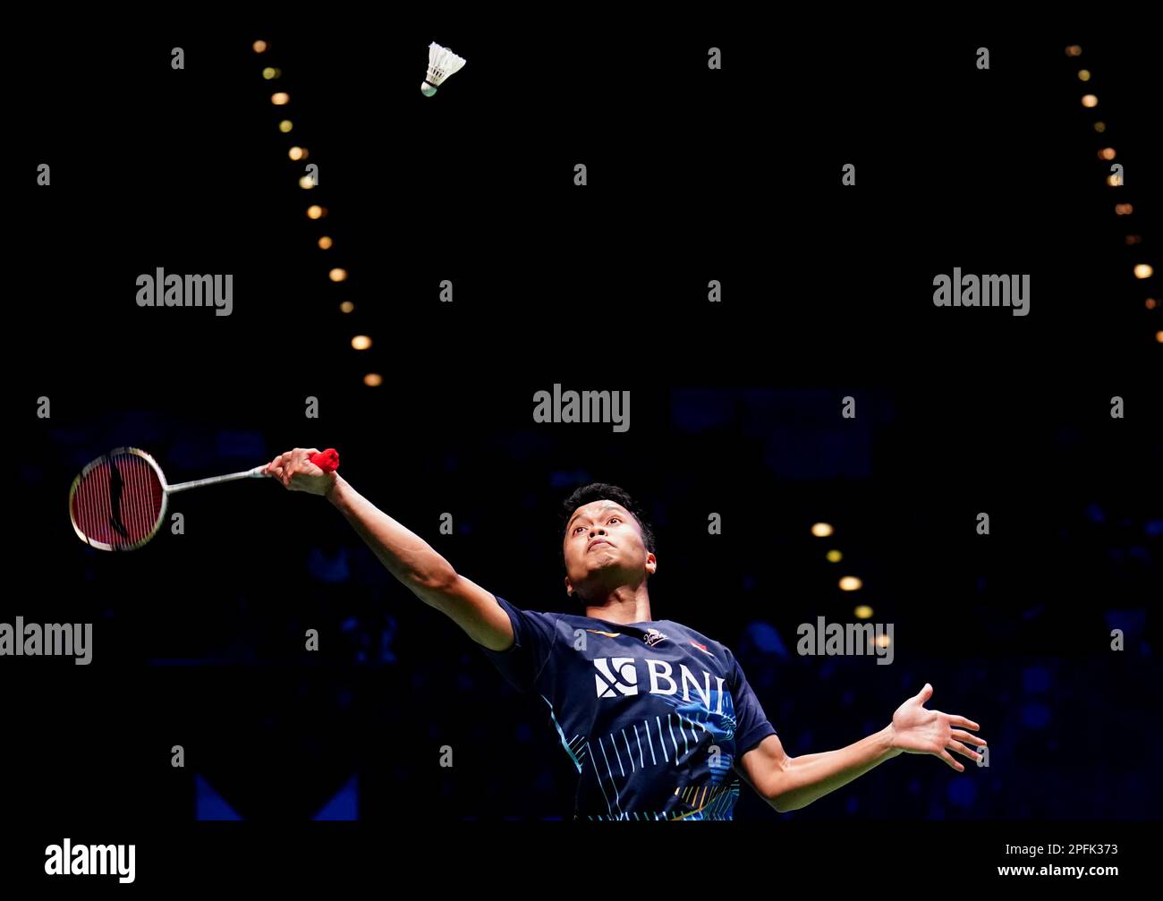 Indonesia S Anthony Sinisuka Ginting In Action Against Denmark S Anders Antonsen Not Pictured