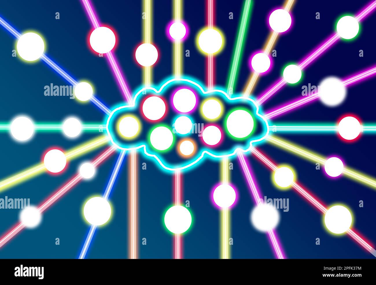 cloud upload information, creative digital technology design, flow data Stock Photo