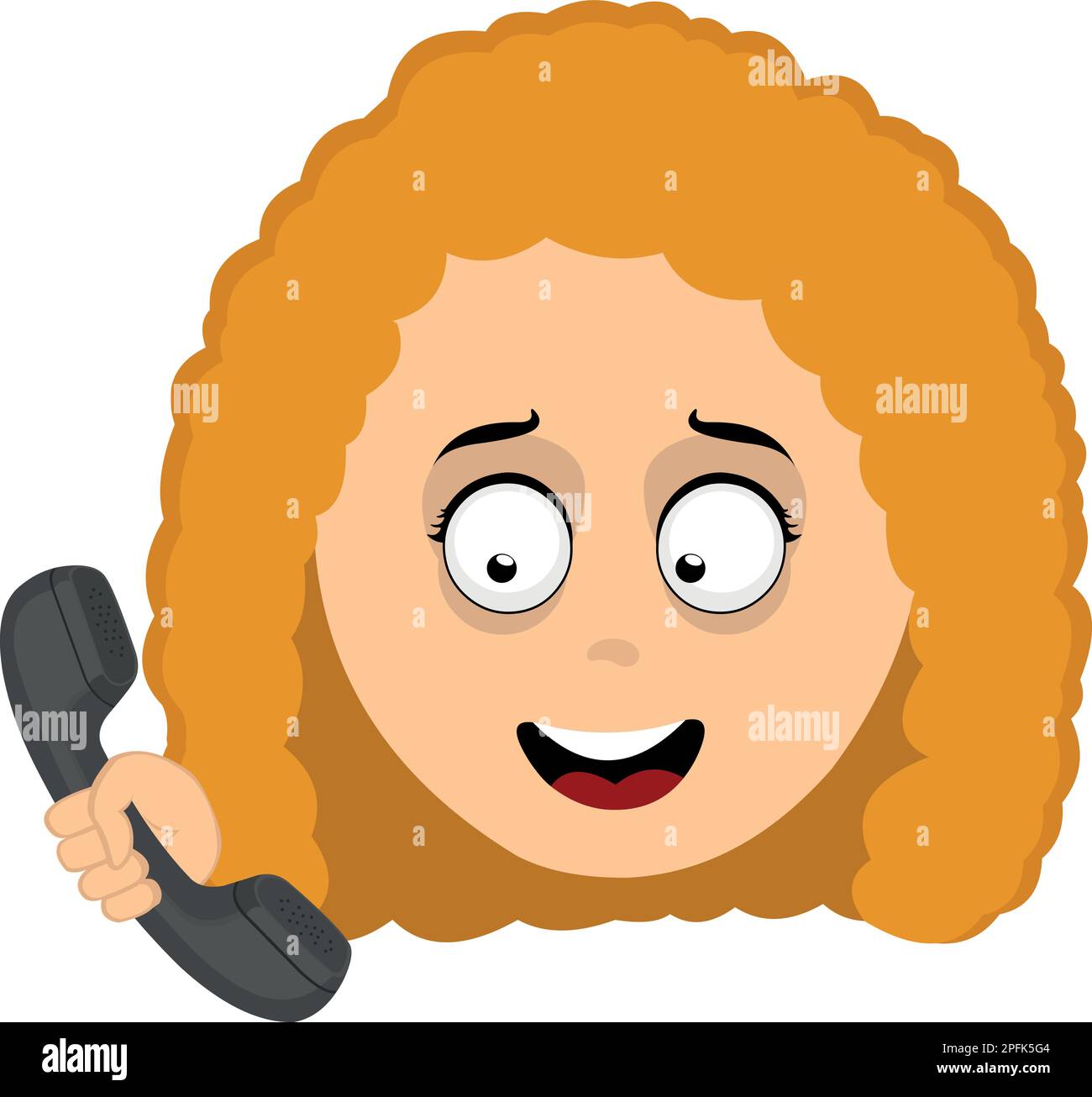 vector illustration emoticon face of a cartoon red head girl, talking